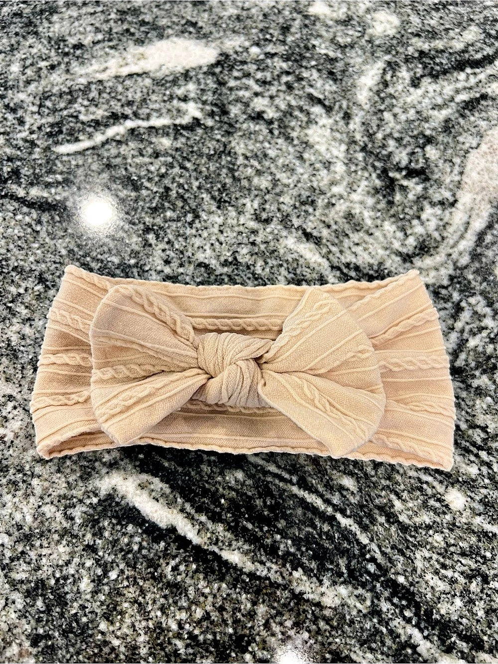 Caden Lame Tan Bow Headband